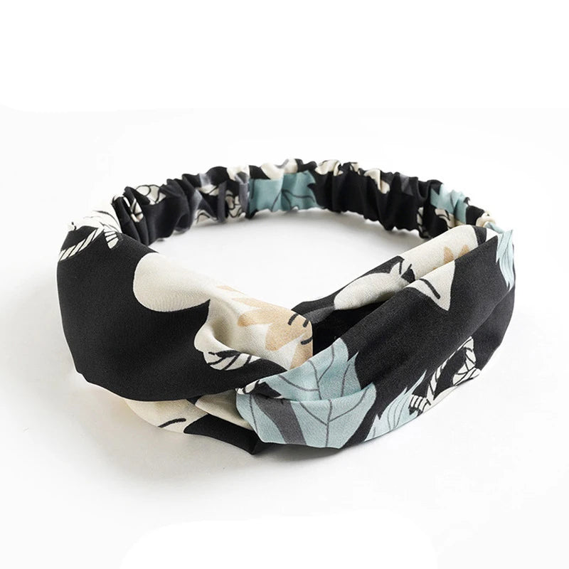 Floral Print Twist Front Elastic Headband for Everyday Hair Styling