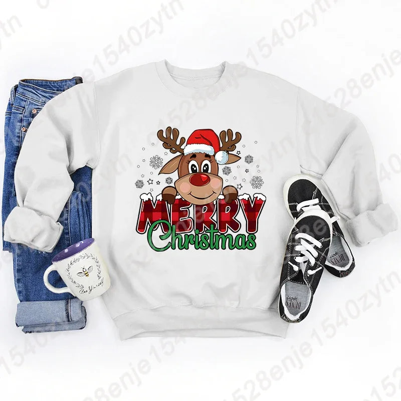 Christmas Graphic Long Sleeve Pullover Casual Sweatshirt for Layering