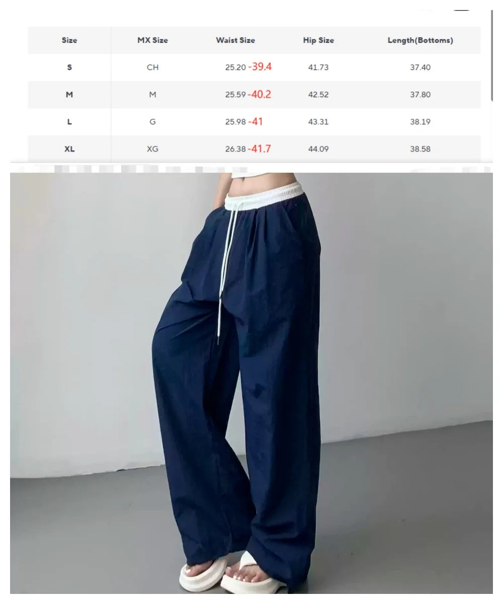 Women's Loose Wide Leg Pants with Contrast Stripe Style Options