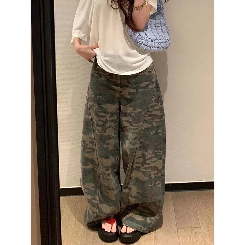 Women's Camouflage Wide Leg Casual Pants For Everyday Outfits