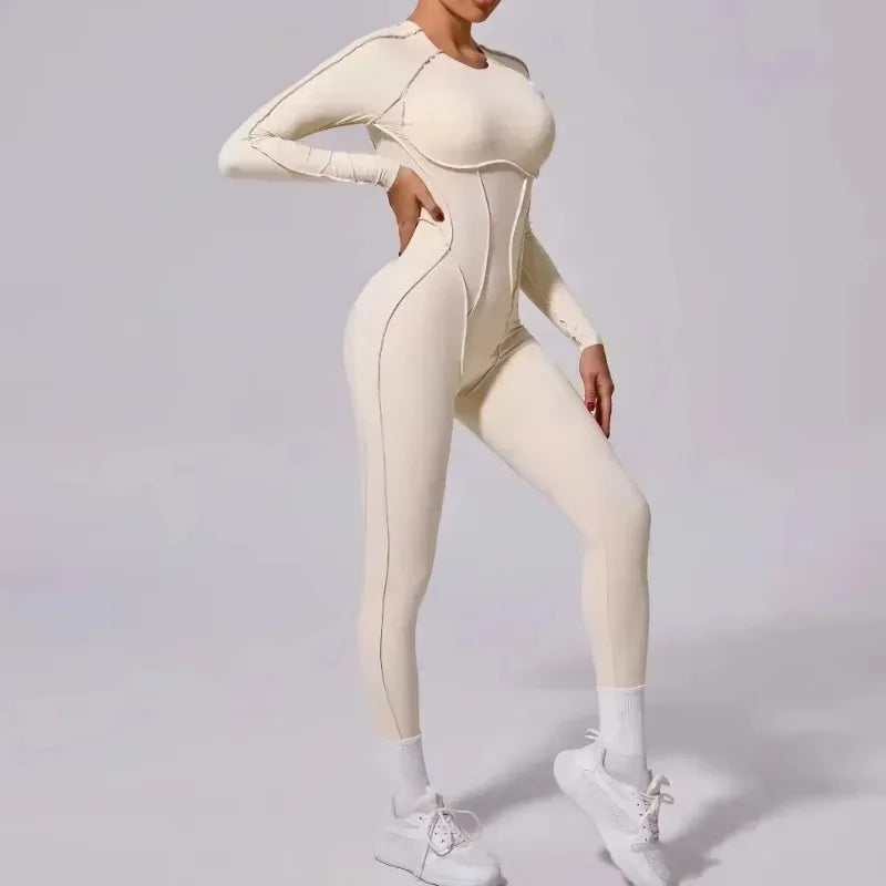 Women's Contour Seam Nylon Blend Workout One Piece in Multiple Sleeve Styles