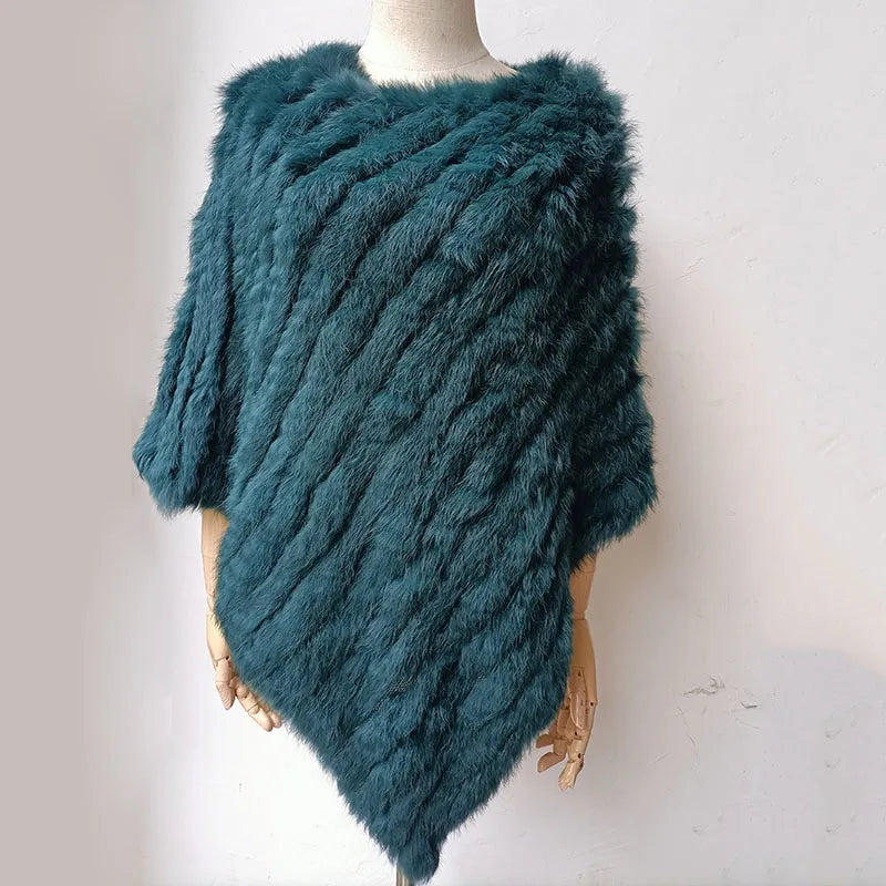 Textured Pointed Hem Poncho for Layering over Outfits