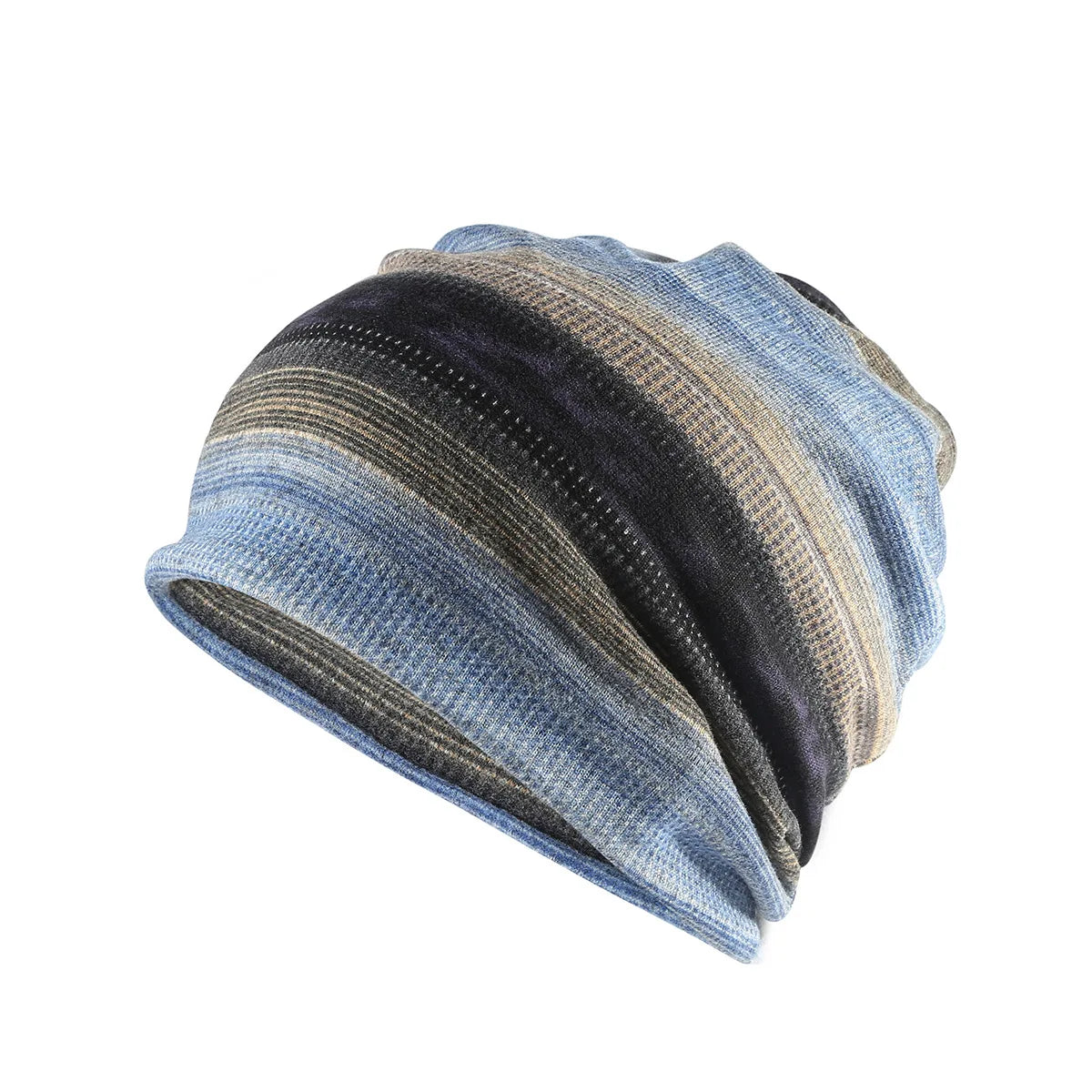 Printed Slouchy Beanie with Neck Gaiter Styling Options