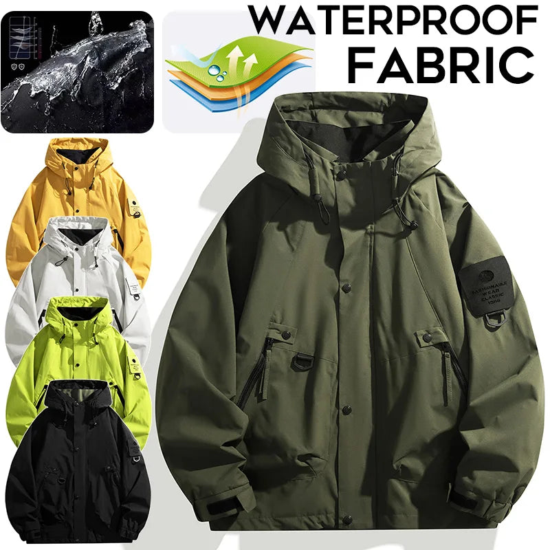 Hooded Long Sleeve Full Zip Outdoor Hiking Jacket with Pockets