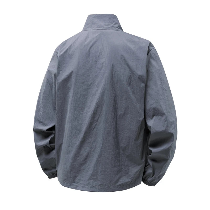 Collared Long Sleeve Full Zip Outdoor Hiking Jacket with Pockets