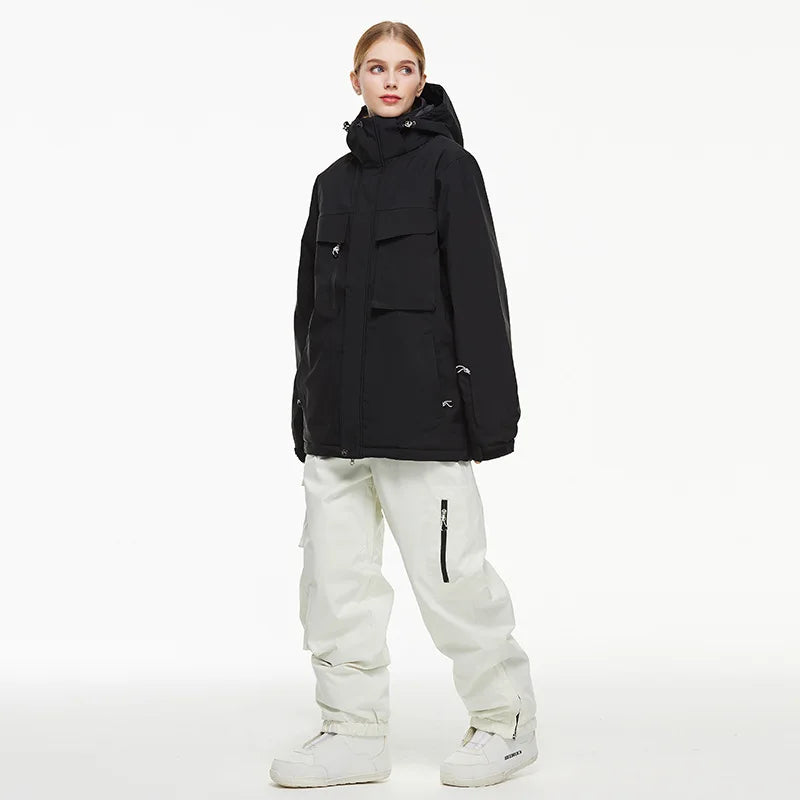 Hooded Ski Jacket and Pants Clothing Set with Style Options