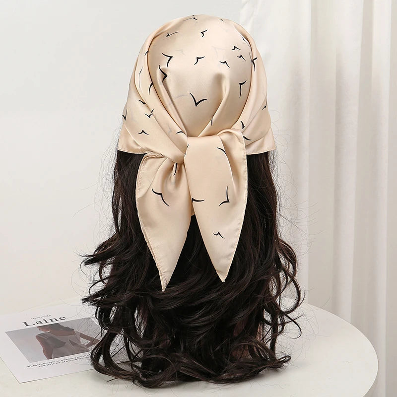 Floral Print Square Scarf for Head and Neck Styling