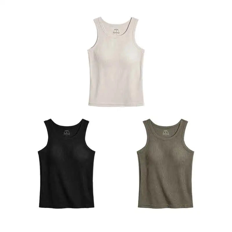 Women's V-Neck Knit Tank Top with Sleeveless Design and Simple Shape