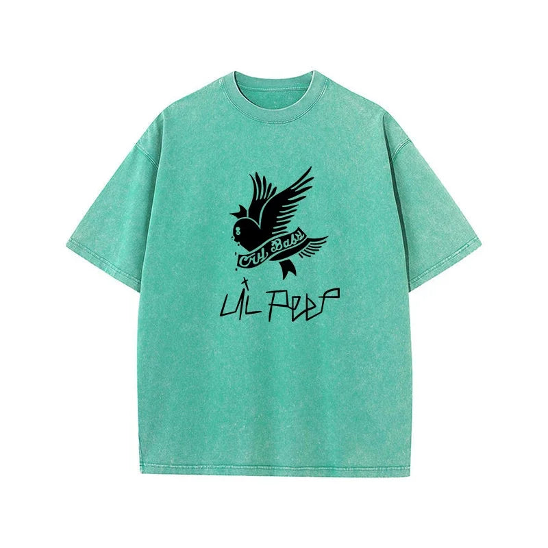 230G Cotton T-shirt Vintage Short Sleeve Lil Peep Cry Baby Y2K American Retro T Shirt Summer Hip Hop Harajuku Tees