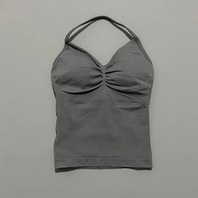 Women's Ruched Halter Neck Sports Bra