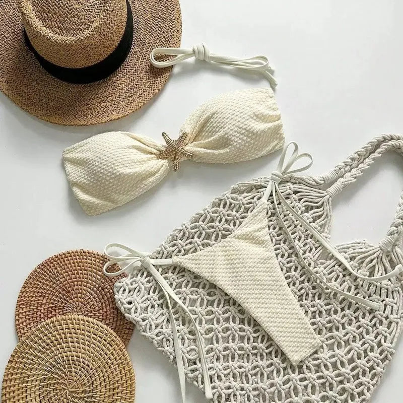 Solid Lace-Up Bikini