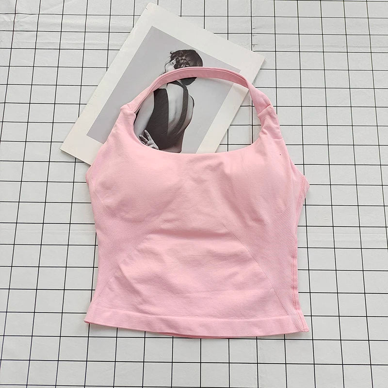 Women's Halter Neck Longline Sports Tank Top For Workout Outfits