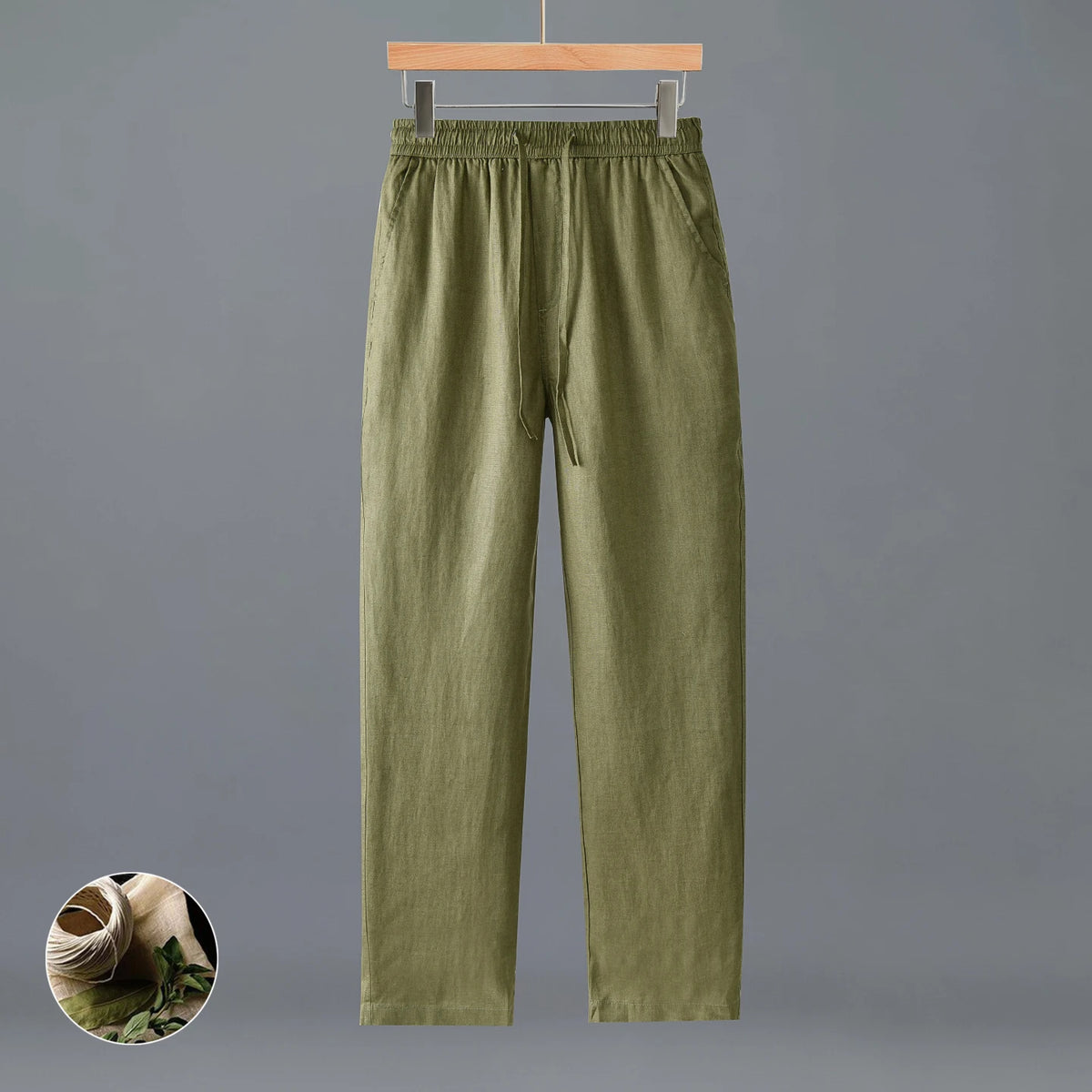 Women's Linen Regular-Fit Full-Length Casual Pants with Elastic Waist for Everyday Wear