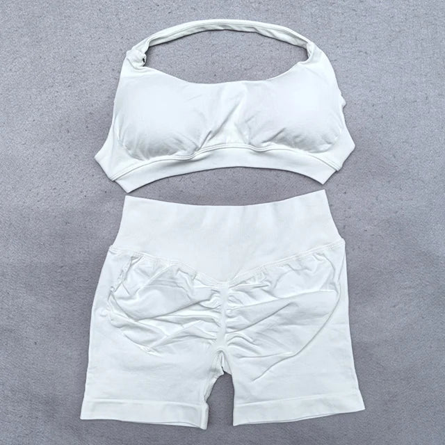 Women's Cross Back Bra And Shorts Yoga Set