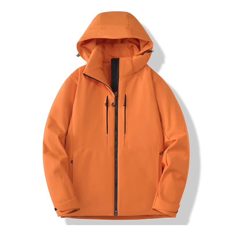 Hooded Long Sleeve Full Zip Outdoor Hiking Jacket with Pockets