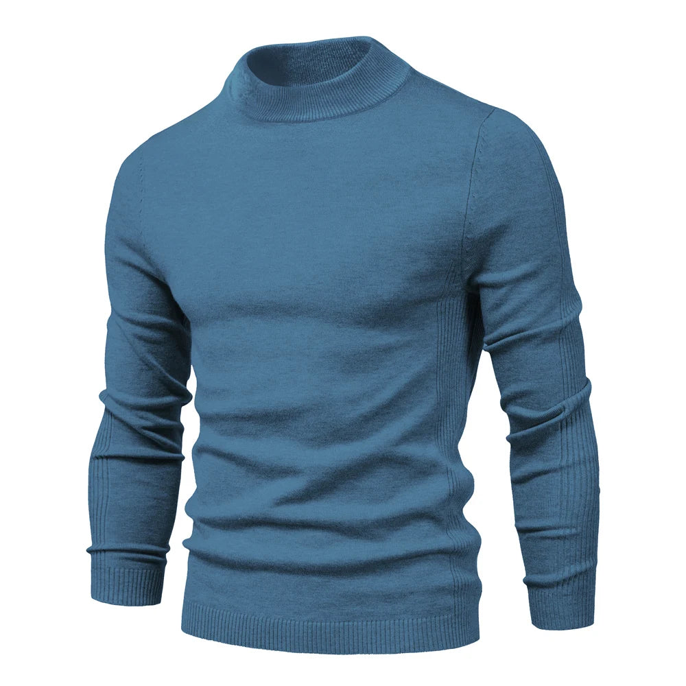 Men's Mock Neck Long Sleeve Knit Sweater