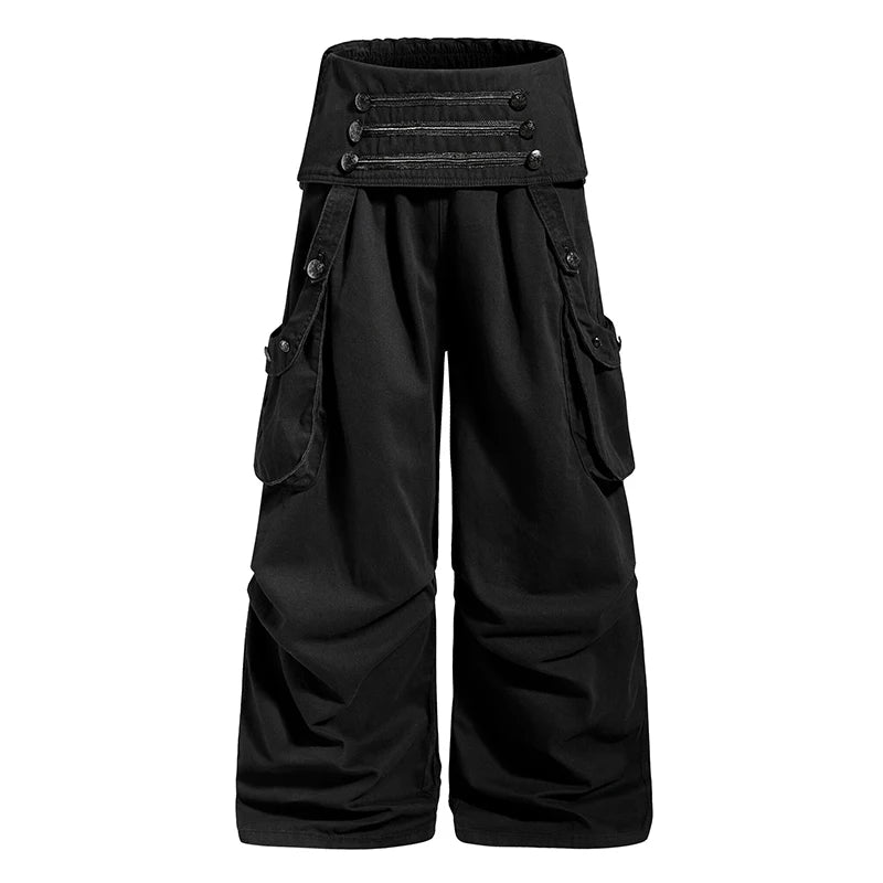 Women's Black Cargo Pants with Pleated Legs and Length Options