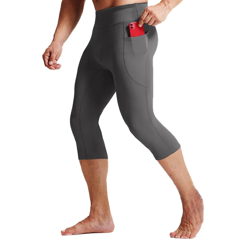 Men's Cropped Training Leggings for Gym and Running