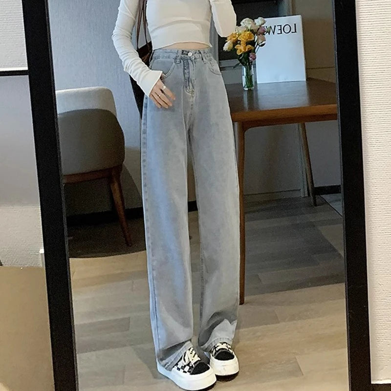 Women's Black Loose Fit Flared Leg Denim Jeans