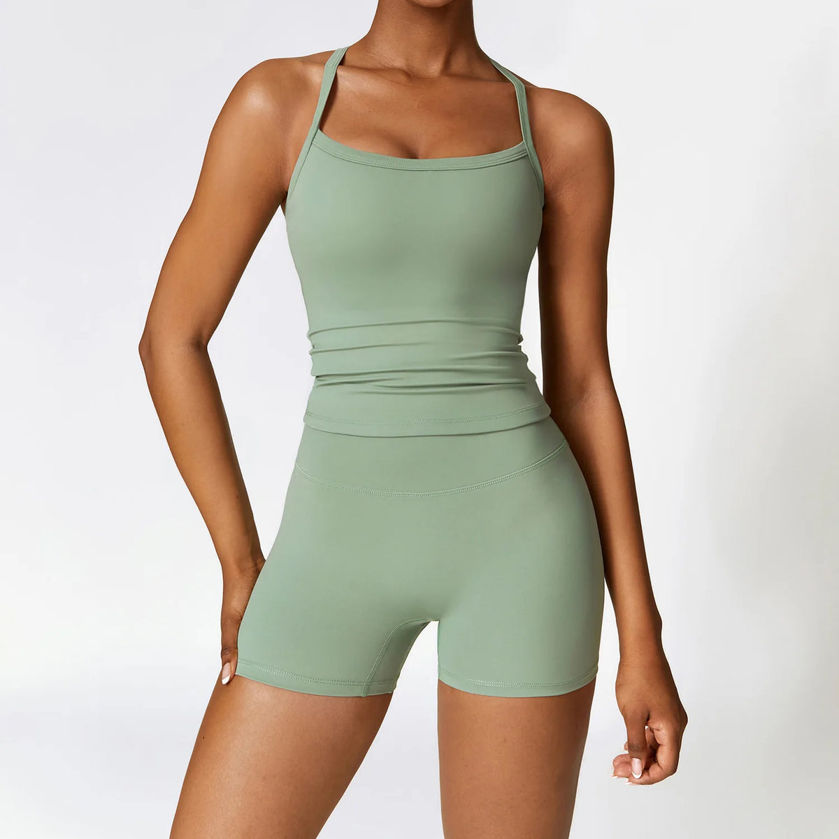 Women's Halter Or Long Sleeve Top And Bottoms Yoga Set