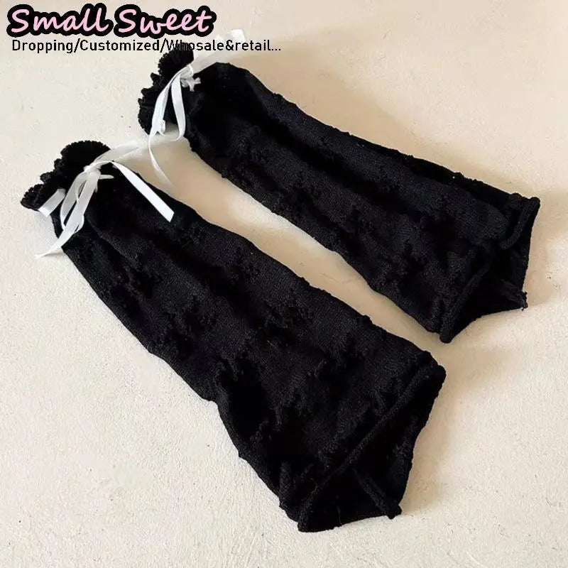 Flared Ruffle Leg Warmers with Bow and Pom Details