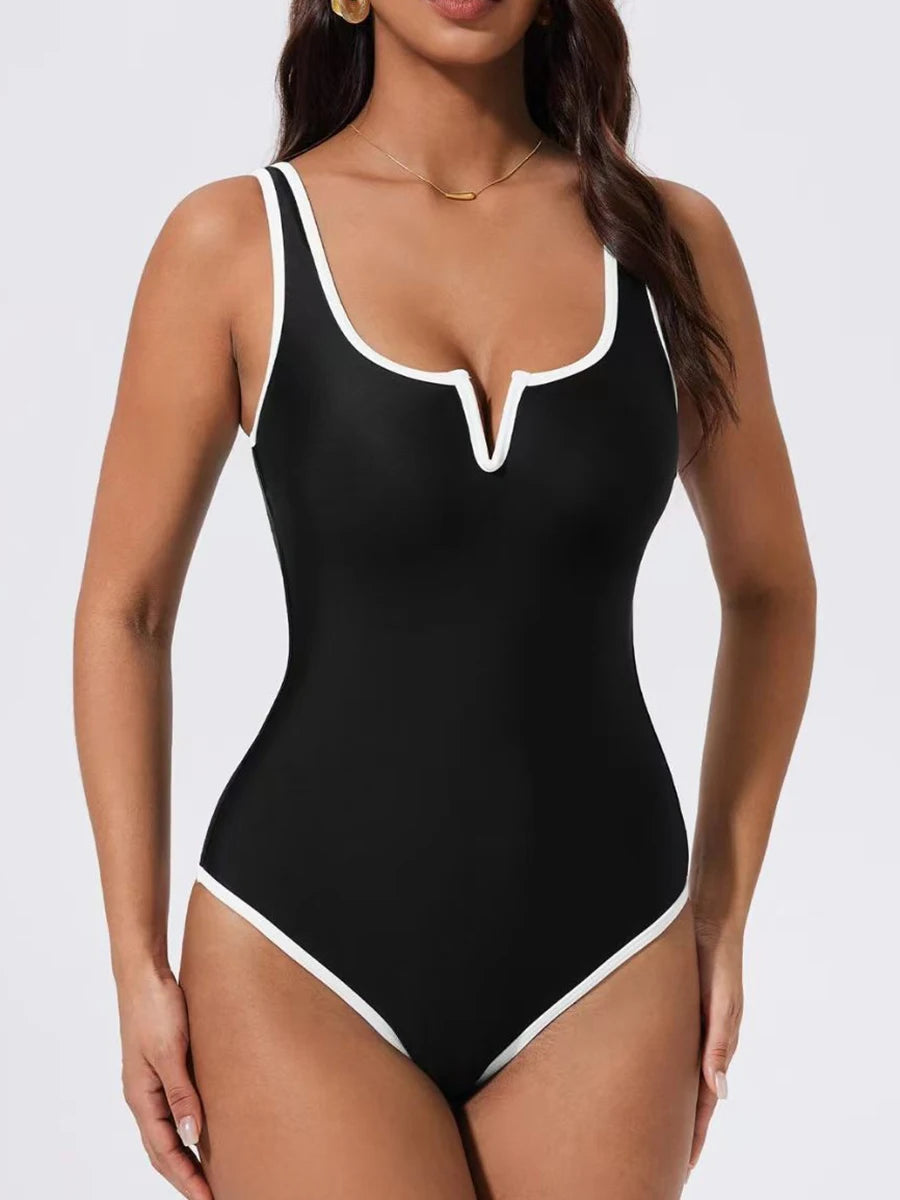Black Strappy One-Piece Swimsuit