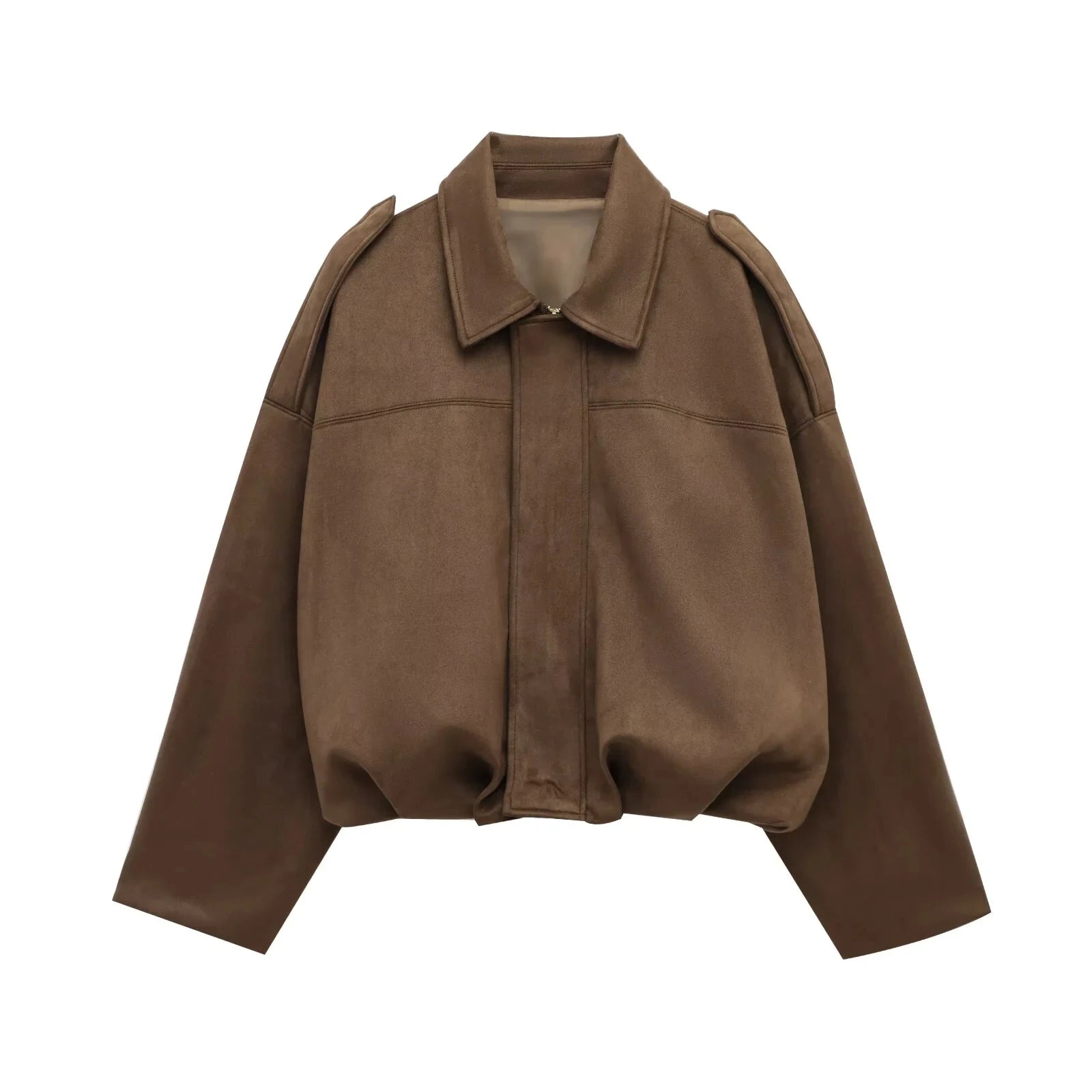 Women's Suede-Look Lapel Zip-Front Jacket