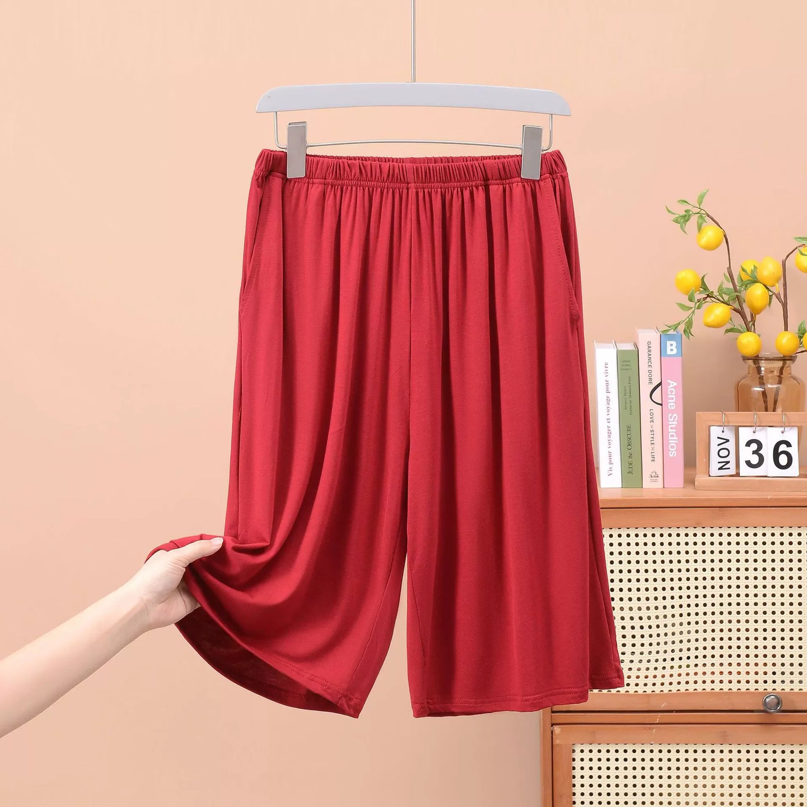 Men's Solid Elastic Waist Modal Lounge Shorts for Home Wear