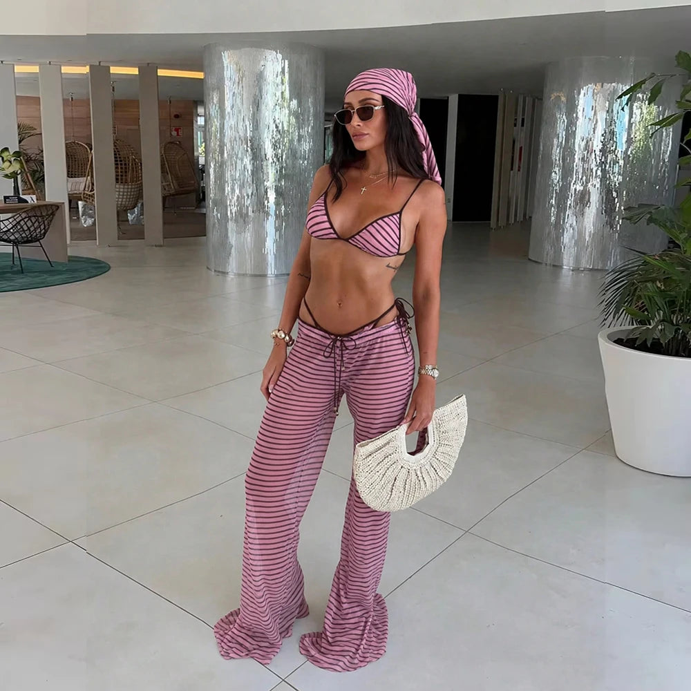 Printed Bikini with Kimono Cover-Up