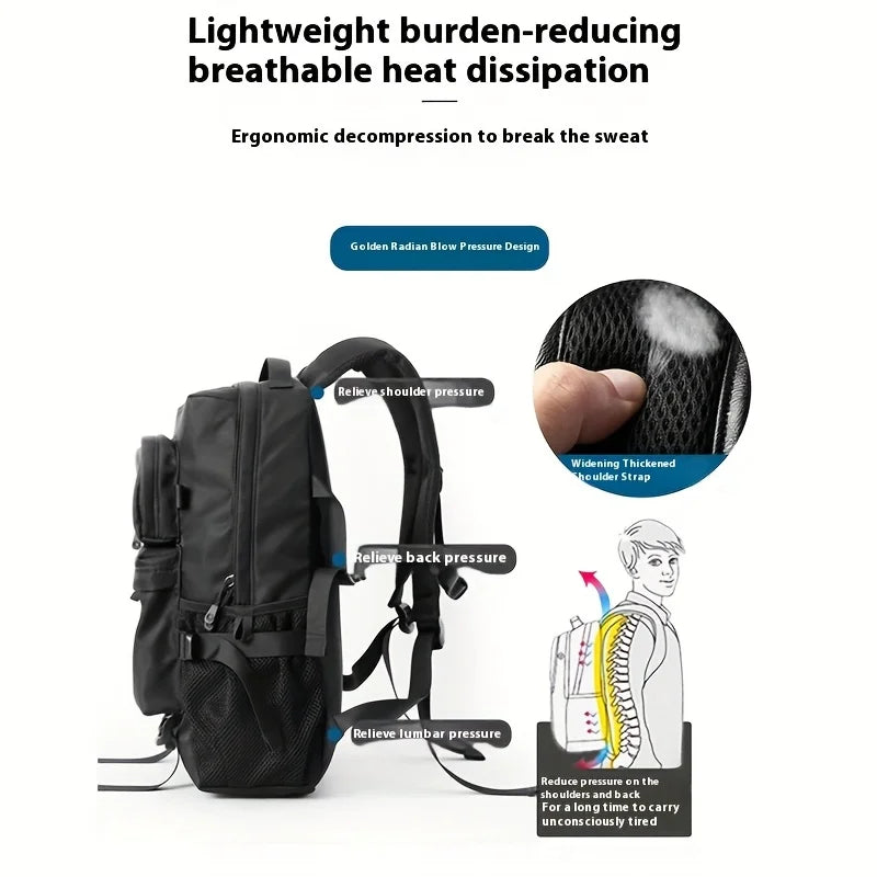 Travel Backpack with Front Pockets and Side Strap Details for Daily Carry