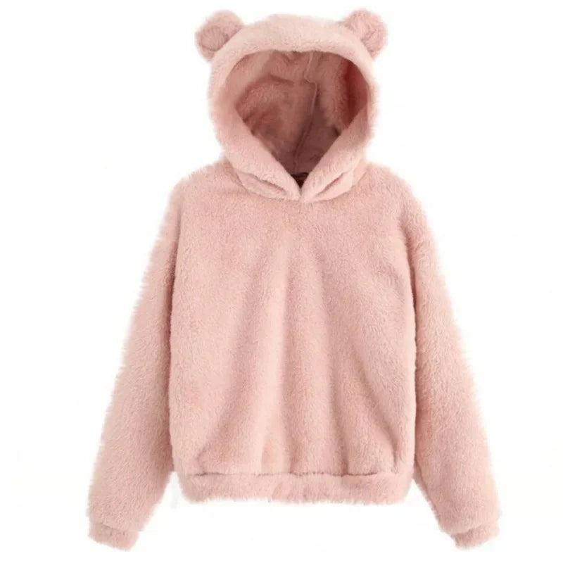 Bear Ear Long Sleeve Pullover Casual Hoodie for Layering