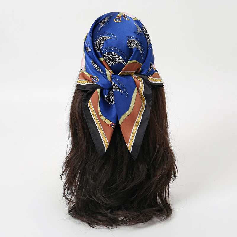 Printed Square Neck Scarf with Decorative Border Designs