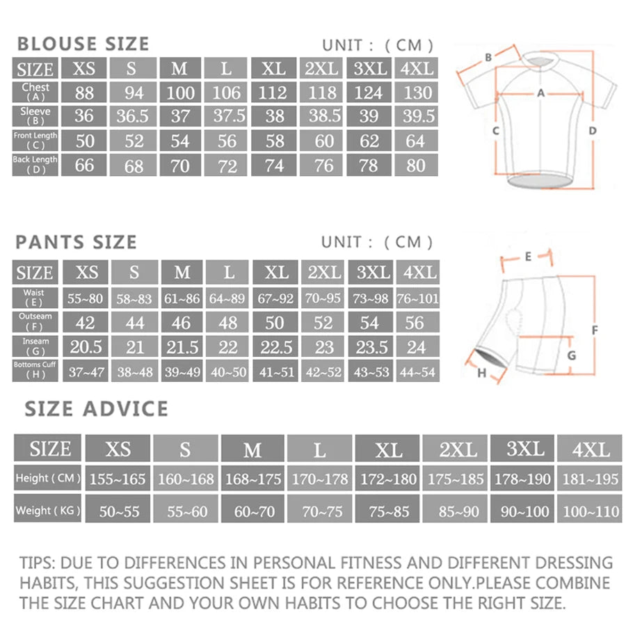 Men's Summer Cycling Clothing with Jersey, Pants and Outfit Set Options