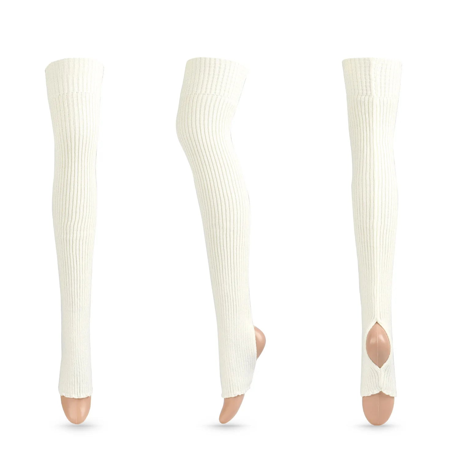 Long Ribbed Ballet Leg Warmers with Stirrup Openings