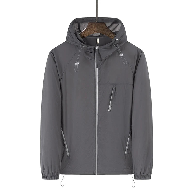 Hooded Long Sleeve Full Zip Outdoor Hiking Jacket with Pockets