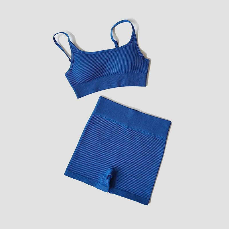 Women's Thin Strap Bra And Shorts Yoga Set