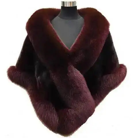 Plush Trim Wrap Cape for Layering over Outfits