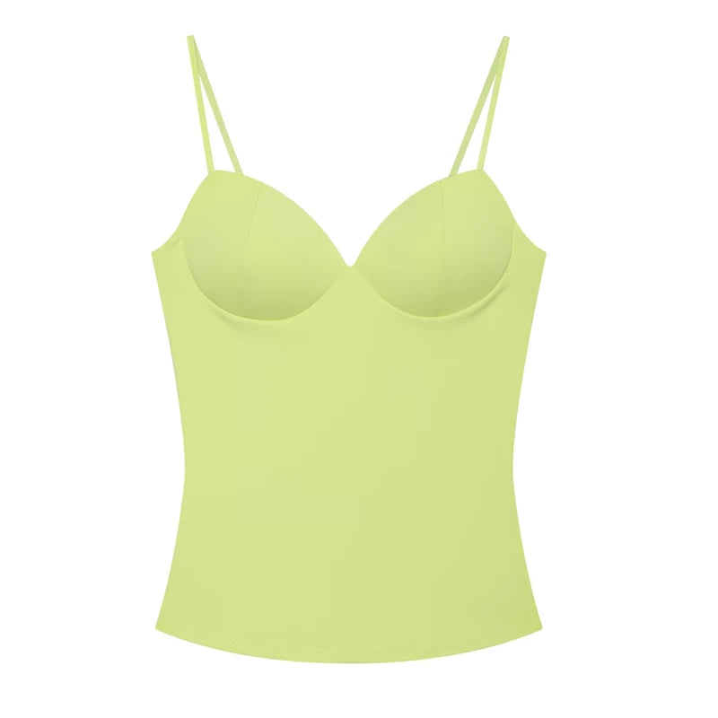 Women's Sweetheart Neck Crop Top with Thin Straps and Corset Styling