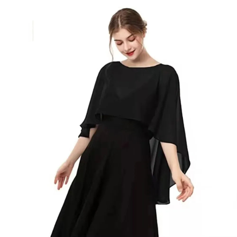 Sheer Flowing Drape Cape for Layering over Outfits