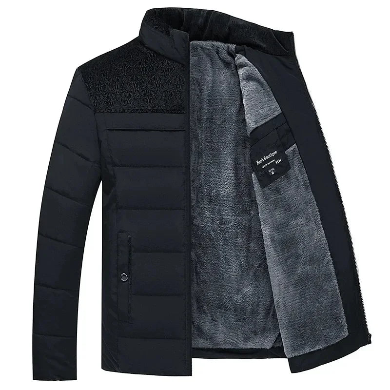 Men's Stand Collar Quilted Zip Front Jacket