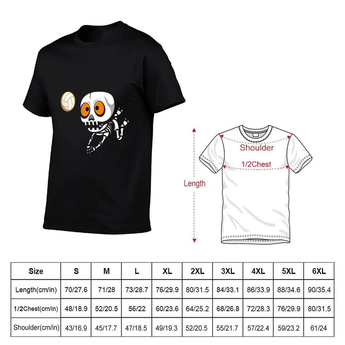 Skeleton Volleyball Graphic Short Sleeve T-shirt For Sports Outfits