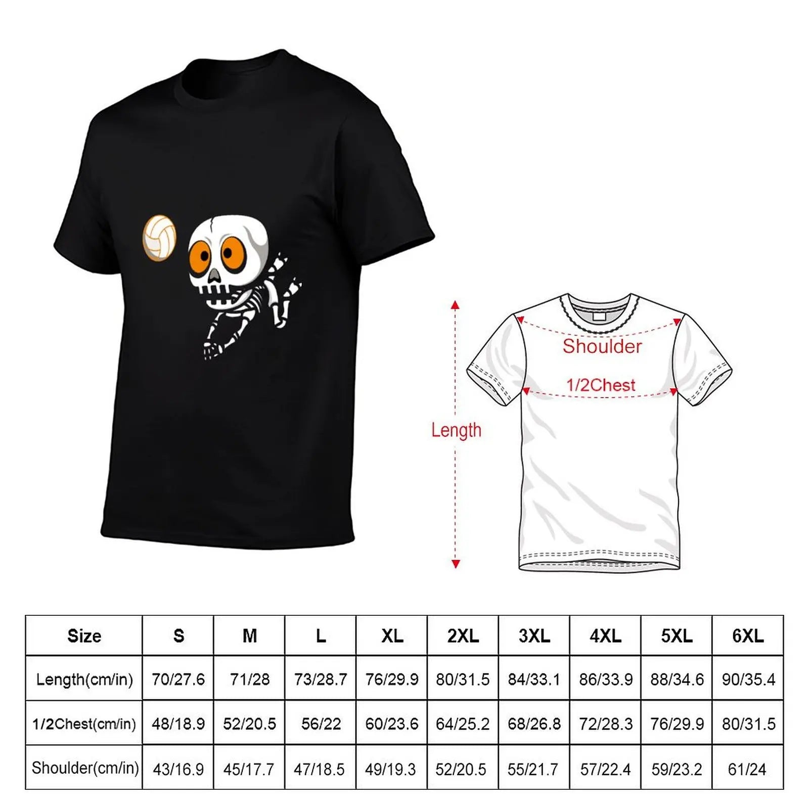 Skeleton Volleyball Graphic Short Sleeve T-shirt For Sports Outfits
