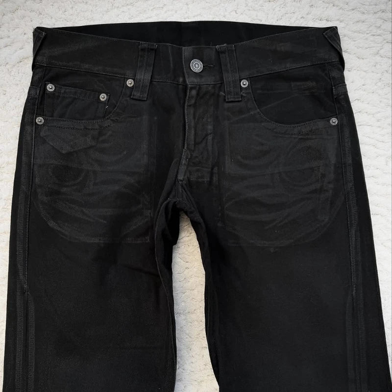 Men's Embroidered Flared Denim Jeans for Casual Everyday Wear