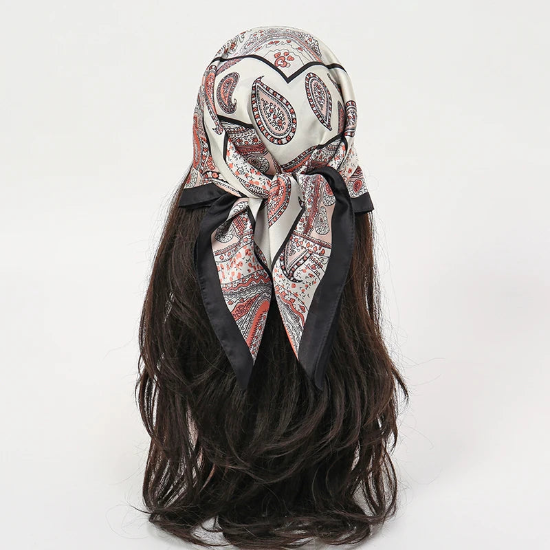 Floral Print Square Scarf for Head and Neck Styling