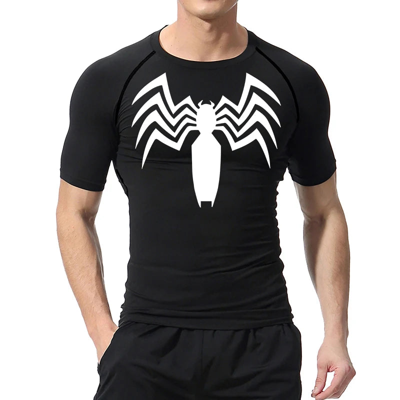 Spider Graphic Compression Short Sleeve T-shirt For Sports Outfits
