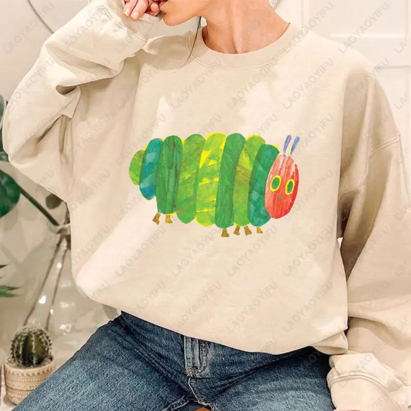 Caterpillar Graphic Long Sleeve Pullover Casual Sweatshirt for Layering