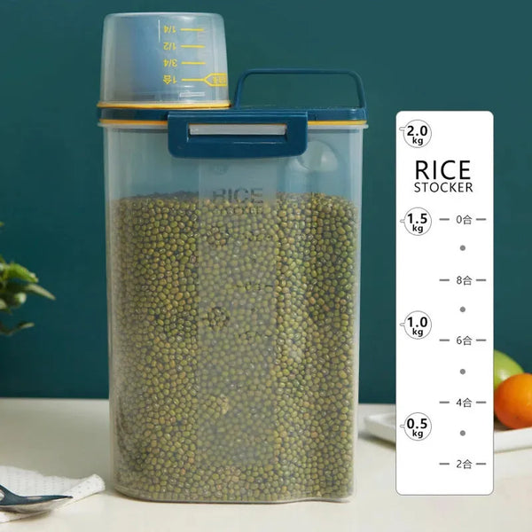 Sealed Rice Barrel Kitchen Organizer Food Container For Grain Flour Rice Storage Box Transparent Organiser For Kitchen Convenien