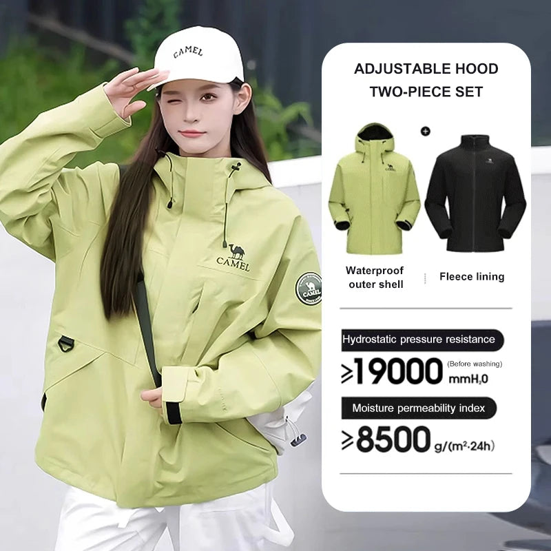 Hooded Long Sleeve Full Zip Outdoor Hiking Jacket with Pockets