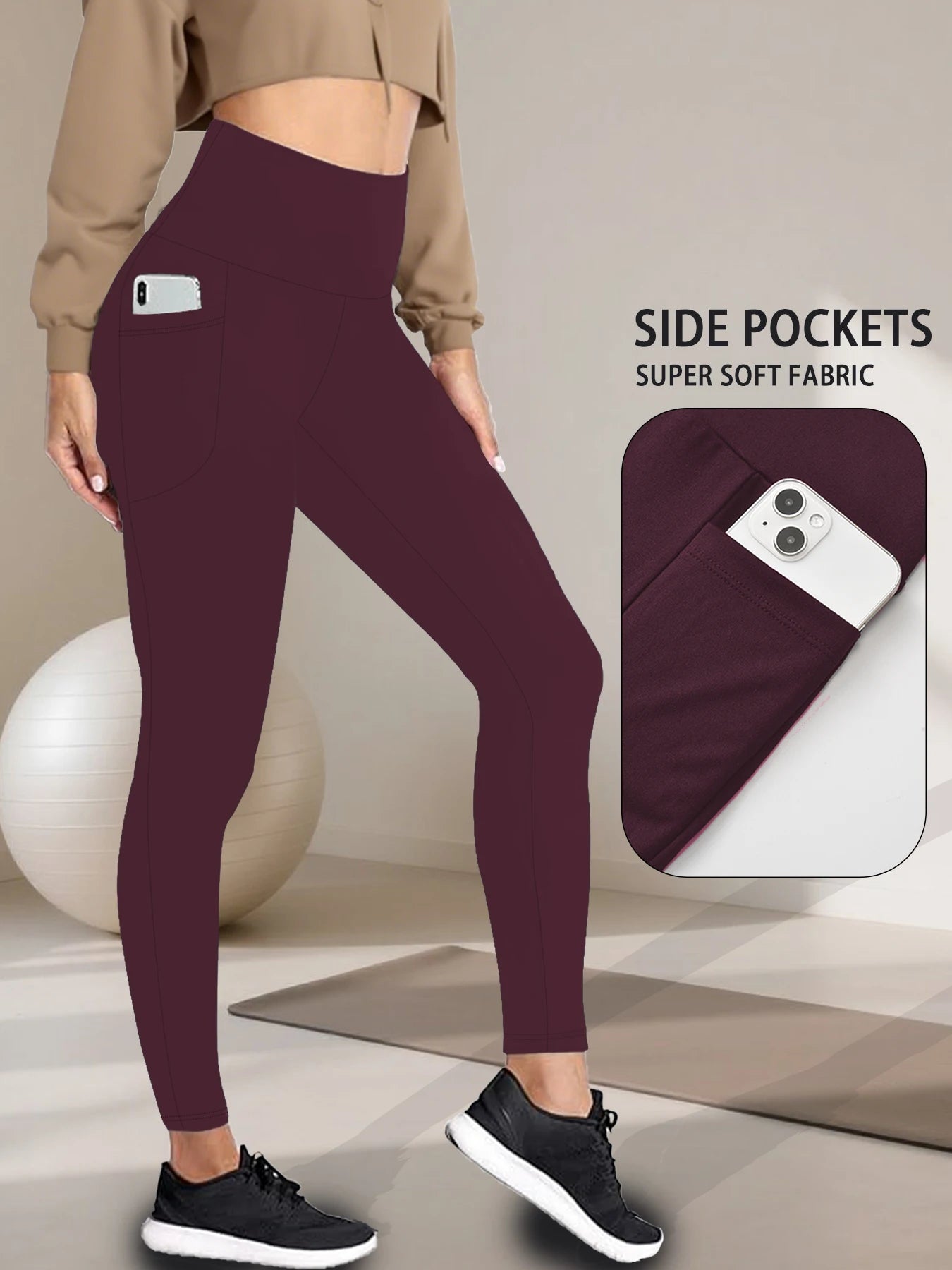 Women's Side Pocket Full Length Leggings For Workout Outfits