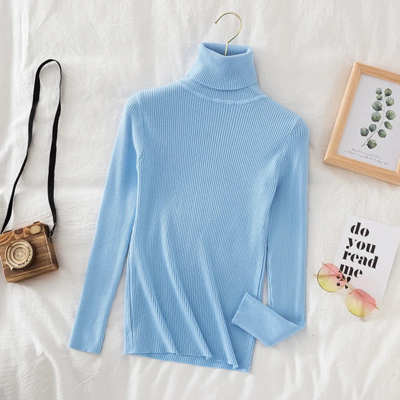 Women's Ribbed Mock Neck Long Sleeve Sweater Casual Knit Layer